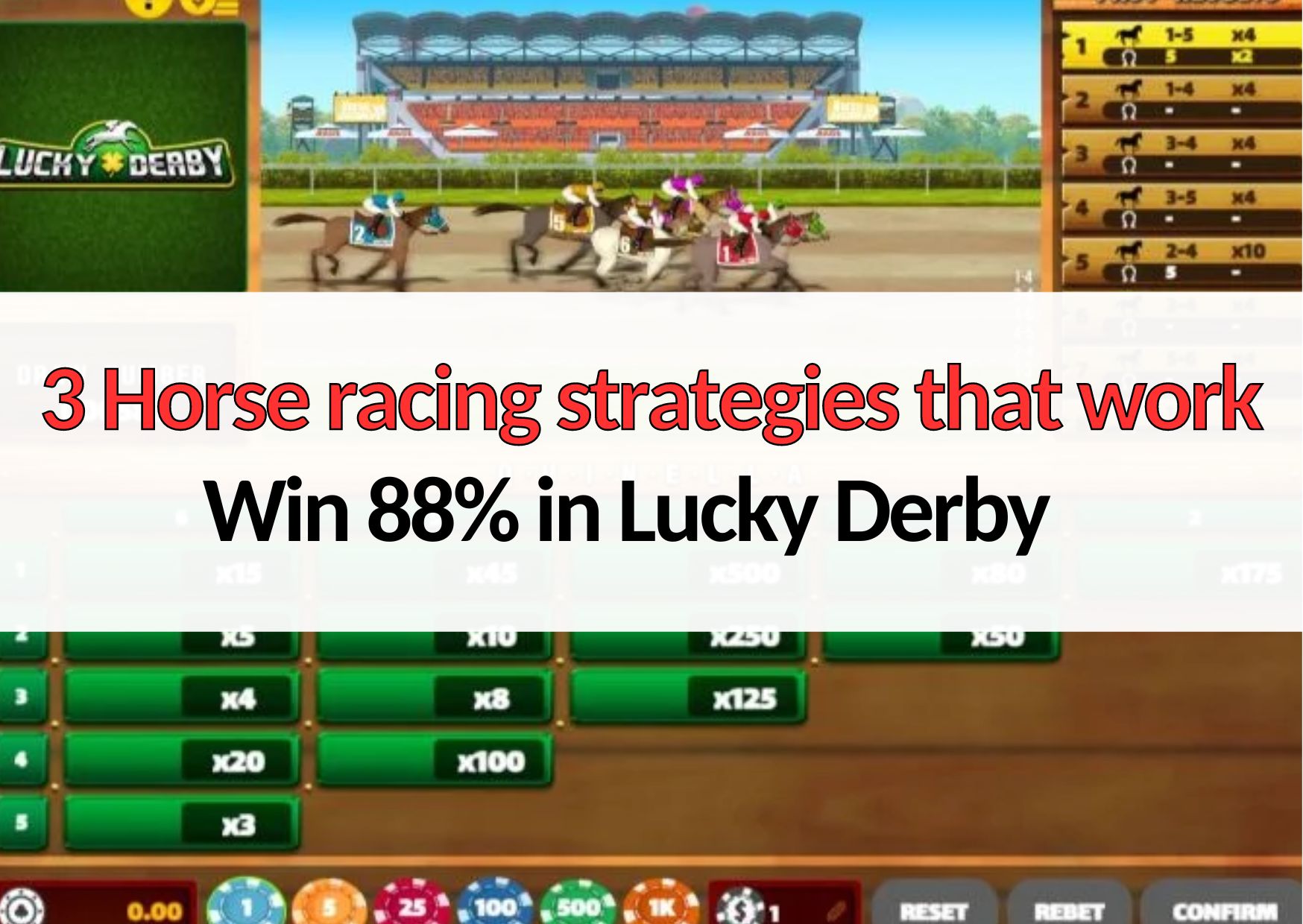 หา 0 BAR  กลยุทธ์แข่งม้าที่ทํางานชนะ BAR % ในลัคกี้ เดอบี้